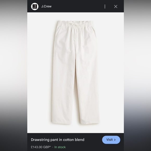 J.Crew NWT drawstring pants in cotton/ linen blend (season 24) - Picture 8 of 13